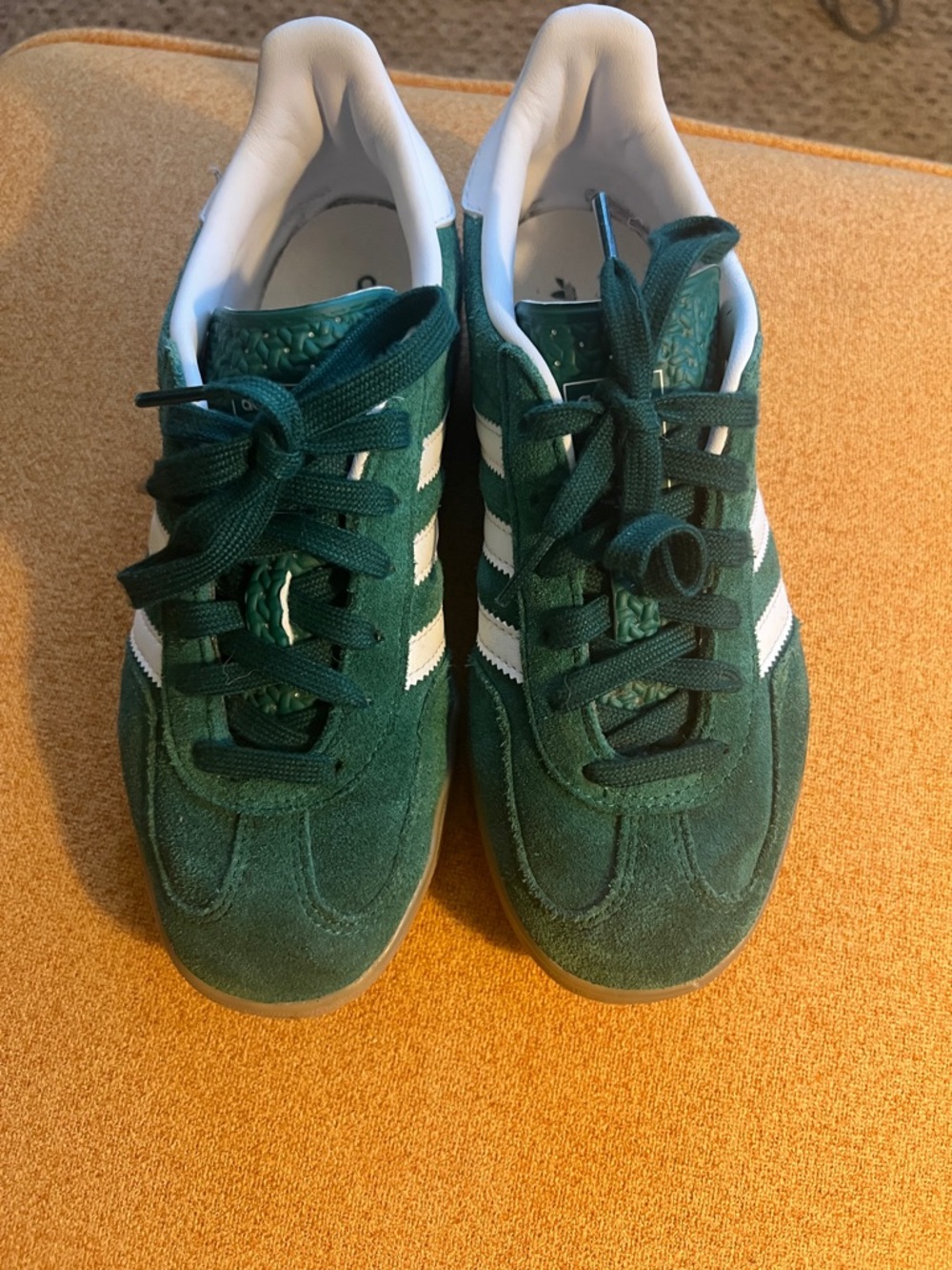 adidas Gazelle Green Suede Sneakers with White Stripes